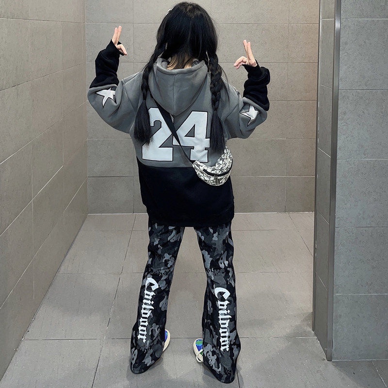 Quần jean thẳng cạp cao ống loe in họa tiết phong cách hiphop retro Mỹ thời trang xuân hè dành cho cả nam và nữ