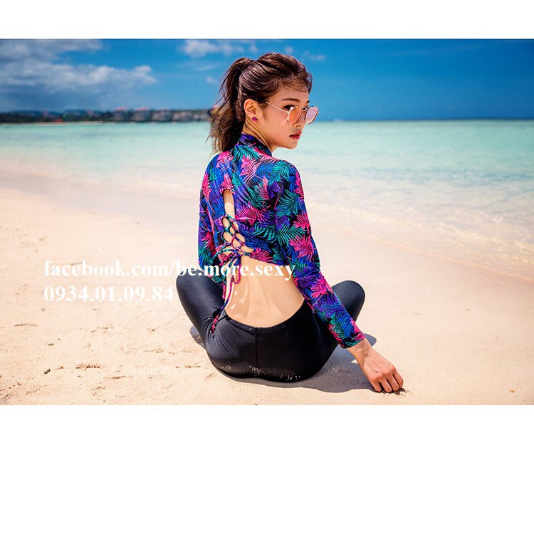 Đồ bơi dài tay Hàn Quốc crotop hoa quần dài | BigBuy360 - bigbuy360.vn