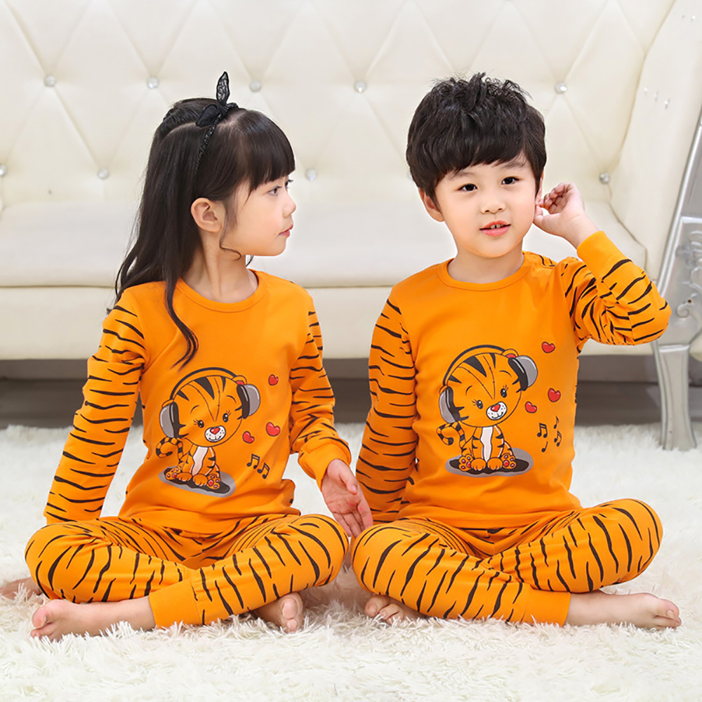 Children Cotton Pajama Set Long Sleeve Cartoon Cute Boys Underwear