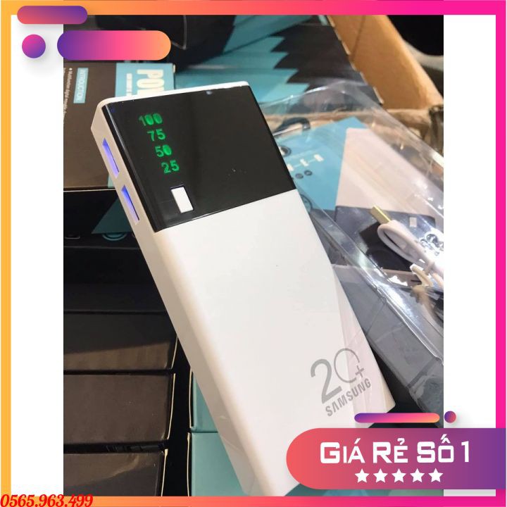 Sạc dự phòng Samsung cao cấp ♥️ FREESHIP ♥️ Sạc nhanh dung lượng 20000 mAh màn Led kèm đèn pin siêu sáng cho Smart Phone