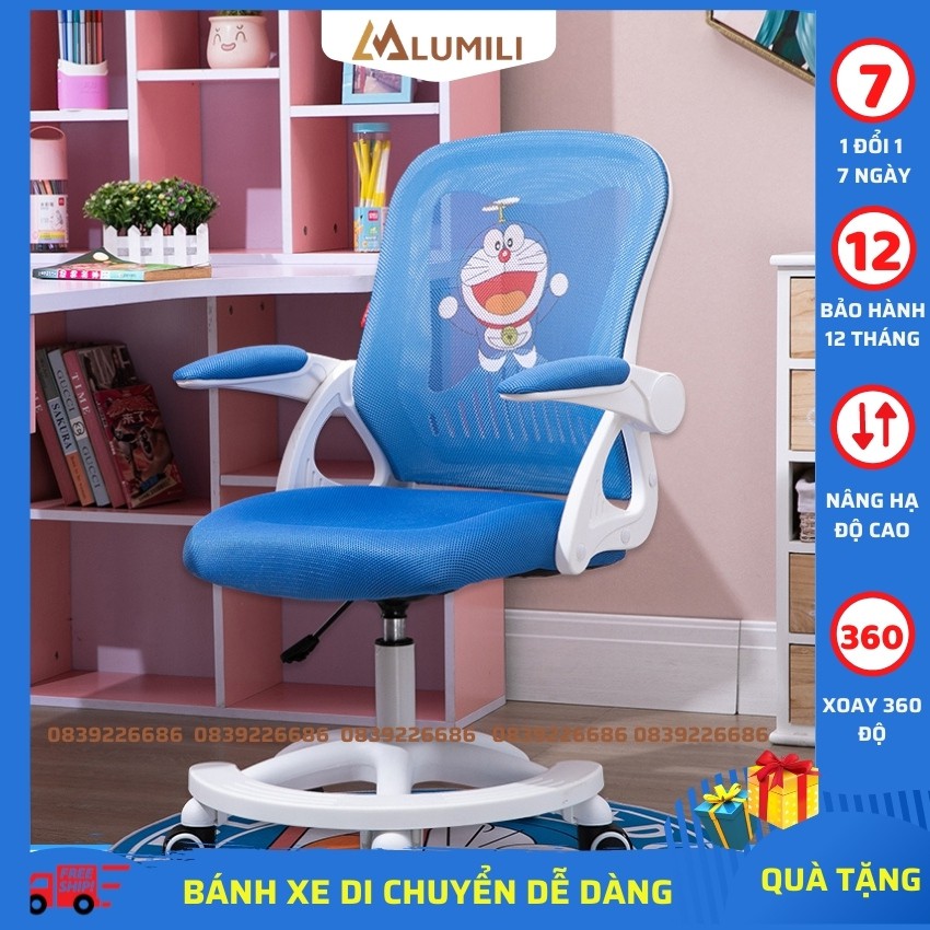 Ghế chông gù cho bé ghế ngồi trẻ em Lumili H1 cao cấp có tay vịn nâng hạ độ cao xoay 360 phù với với học sinh tiểu học