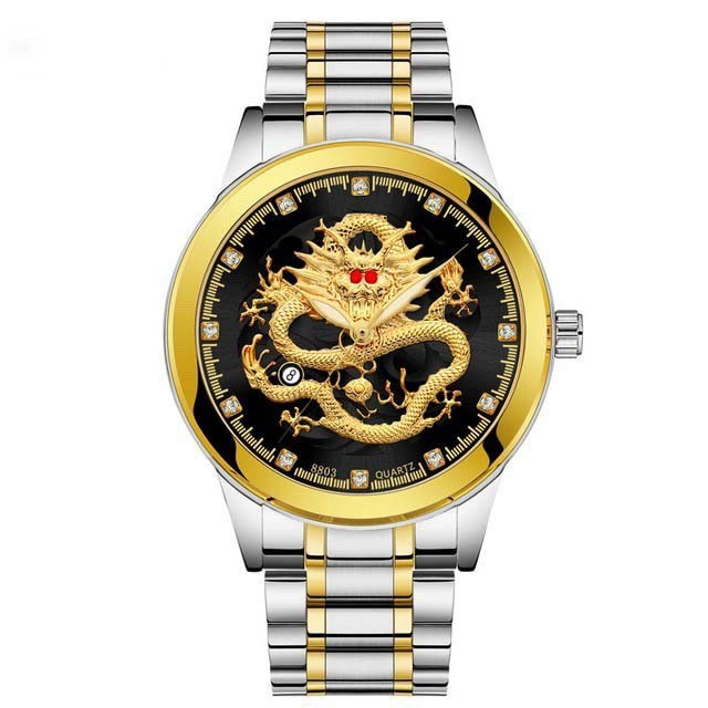 (Giá sỉ) Đồng hồ thời trang Nam Rồng vàng có lịch - kim dạ quang sang trọng AB83 | WebRaoVat - webraovat.net.vn
