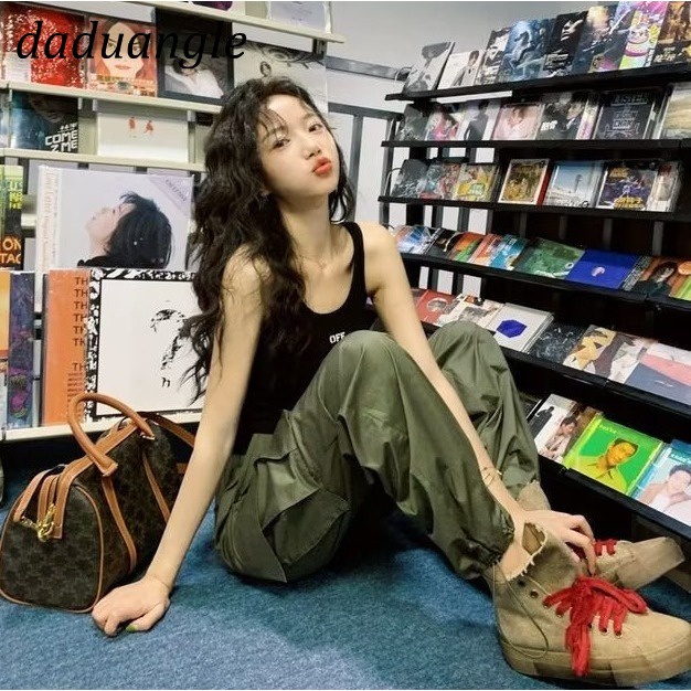 Quần jean Daduhey ống rộng lưng cao phối túi thời trang Mỹ cho nữ Plus size