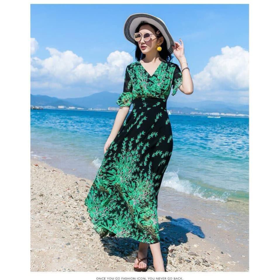 Đầm Maxi Hoa Nhí Dáng Dài Thướt Tha Cao Cấp - Váy Đi Biển Voan Lụa 2 Lớp Đẹp Quảng Châu Loại 1 | BigBuy360 - bigbuy360.vn