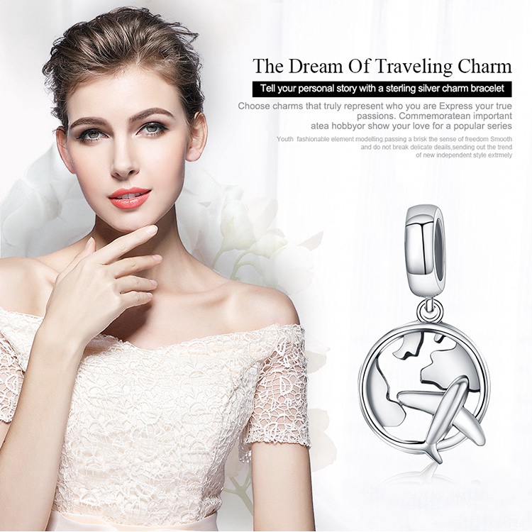 BAMOER Mặt Vòng cổ Bạc 925 Hình Máy Bay