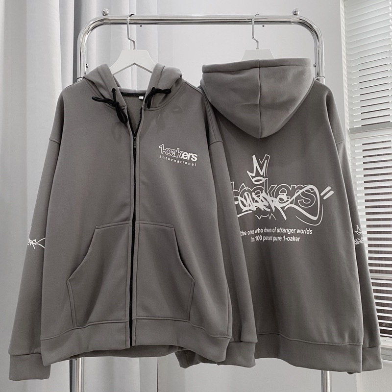 Áo Khoác Nỉ Hoodie Zip Form Rộng Nam Nữ Unisex In Hình OAK - Homies Saigon