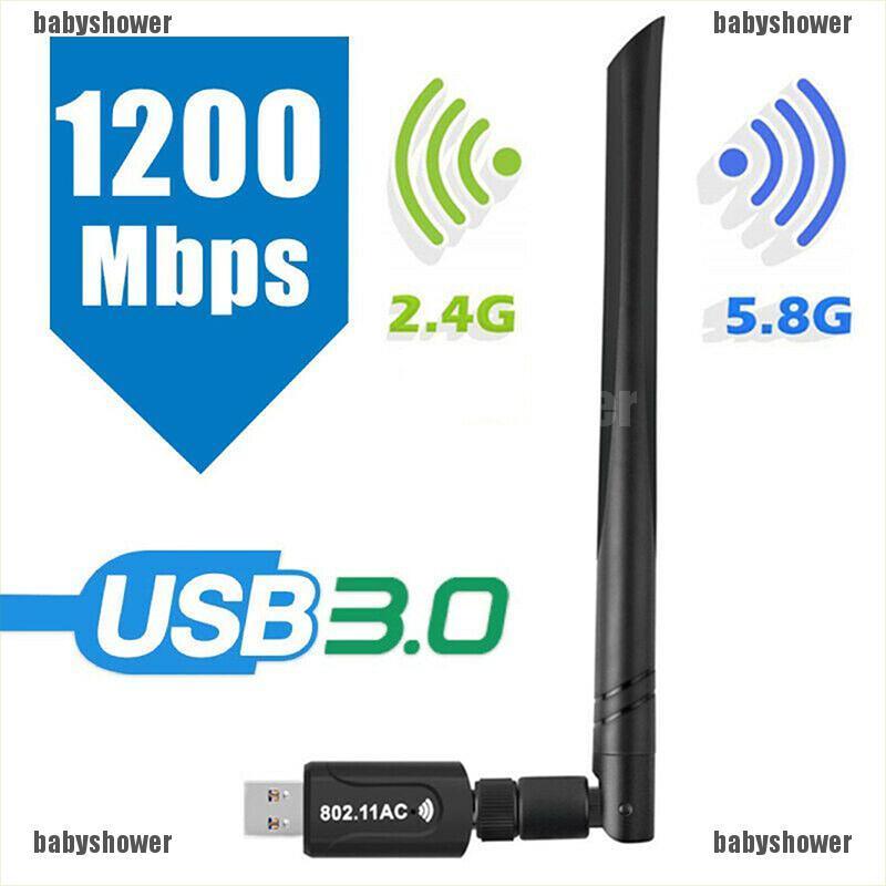 Usb Wifi Không Dây 1200mbps Có Ăng Ten 2.4g / 5g 802.11ac