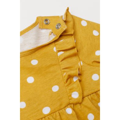 Váy dài tay vàng chấm bi HM H&M_hàng chính hãng Mỹ