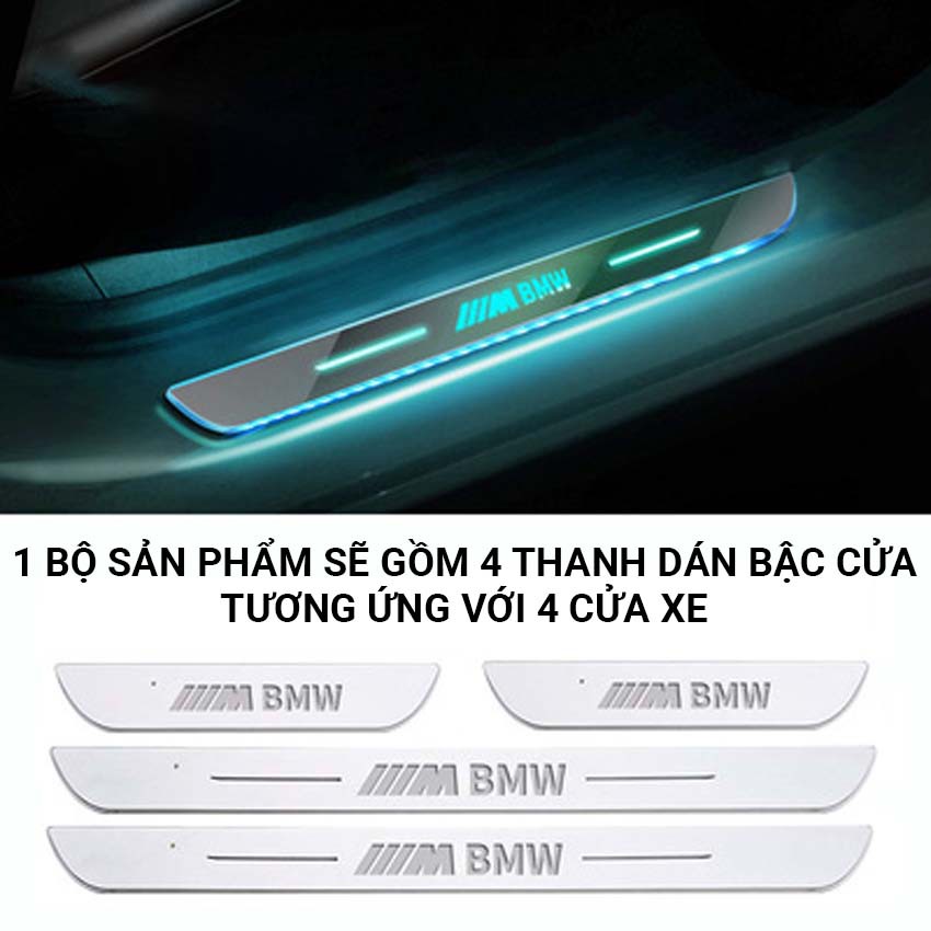 Bộ 4 ốp bậc lên xuống cửa xe ô tô, xe hơi theo hãng xe, có đèn led, không cần đi dây, dễ lắp đặt, kèm theo dây sạc USB