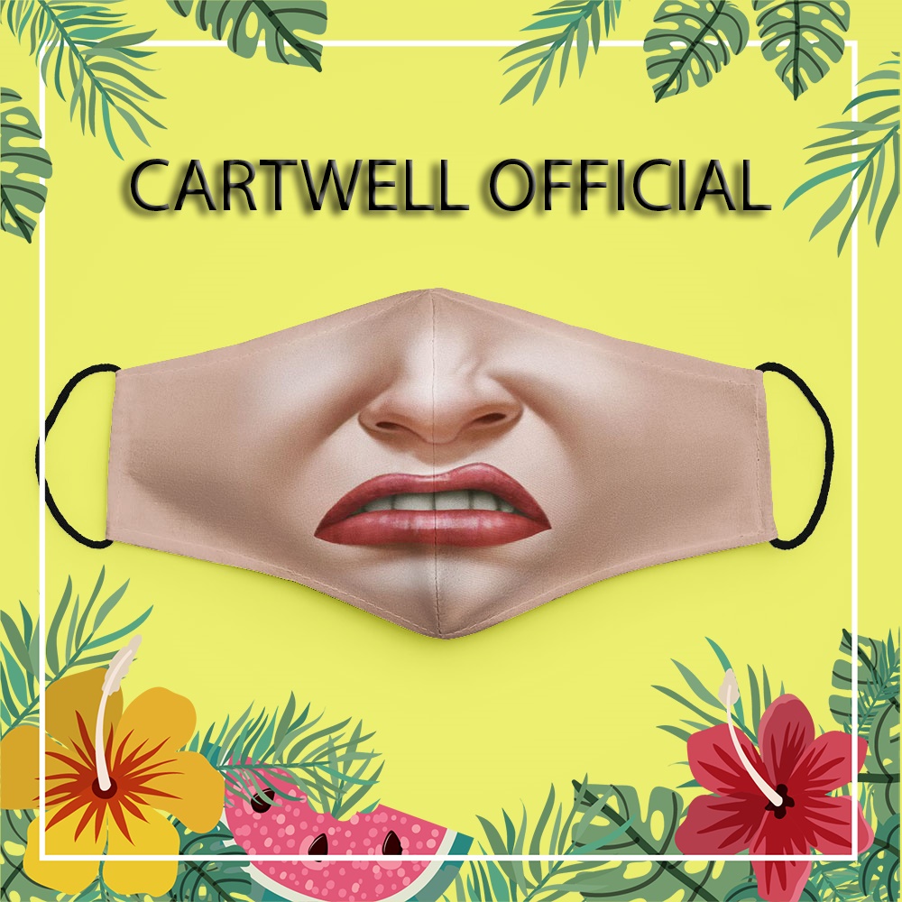 Khẩu trang mặc cười tấu hài hài hề hài hước mặt nữ giới 12 CARTWELL vải cotton 100% thoáng khí không đau tai chất liệu v