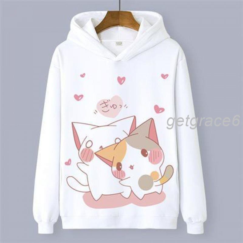 Áo Hoodie In Hình Mèo Phong Cách Nhật Bản Đáng Yêu