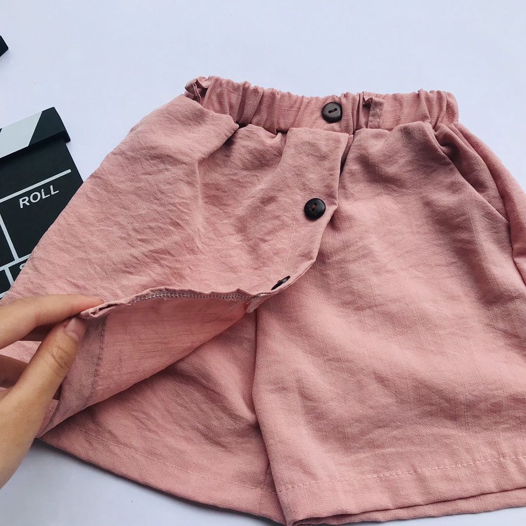 Quần Short Đùi Giả Váy Trẻ Em Chất Đũi Nhẹ Mát Thấm Hút Mồ Hôi Size 10-35kg