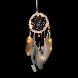 Dreamcatcher đính lông vũ và hạt trang trí