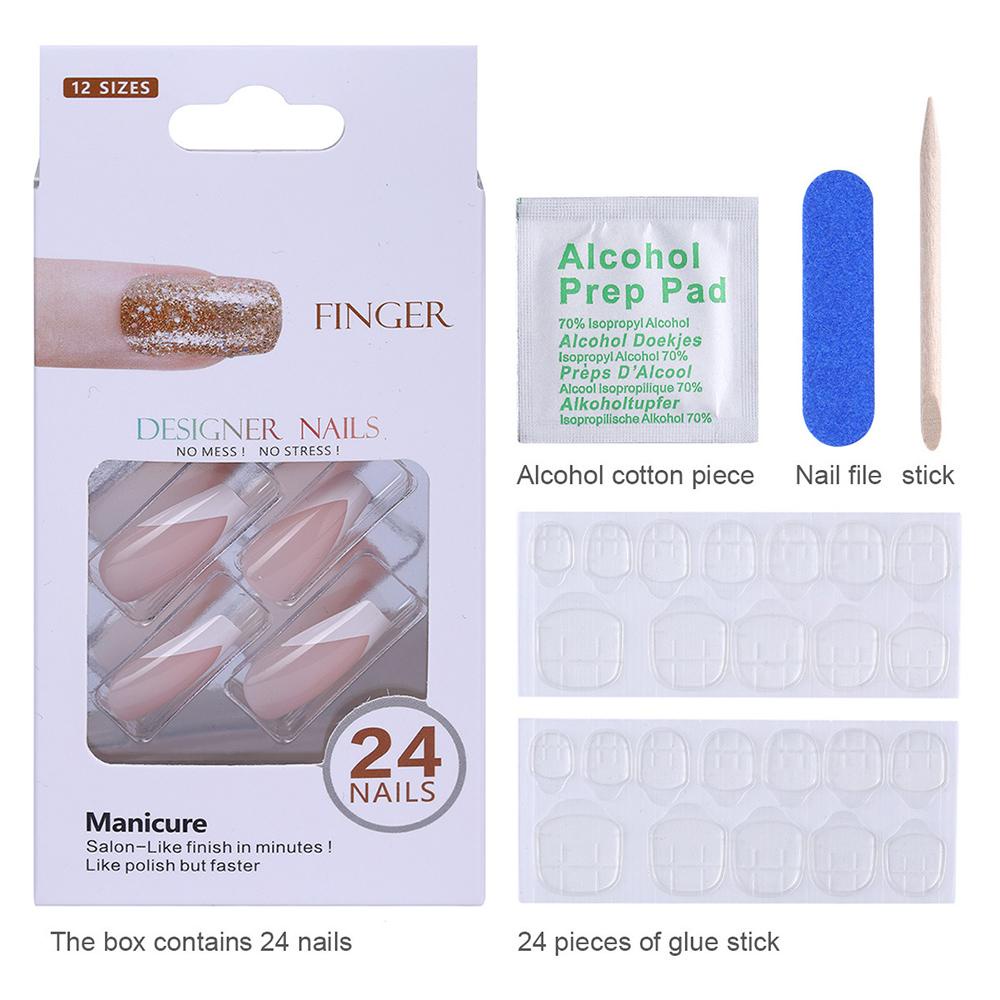 PATH Hộp 24 Móng Tay Giả Che Phủ Toàn Diện Phong Cách Pháp Cho Nữ