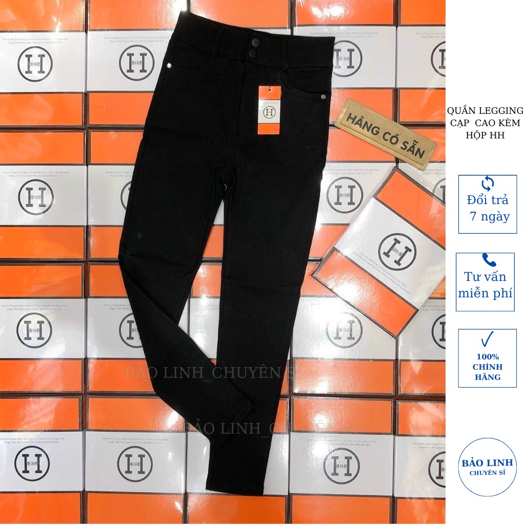 Quần Legging nữ cạp cao dáng dài khóa trước gen bụng kèm hộp cam HH | BigBuy360 - bigbuy360.vn