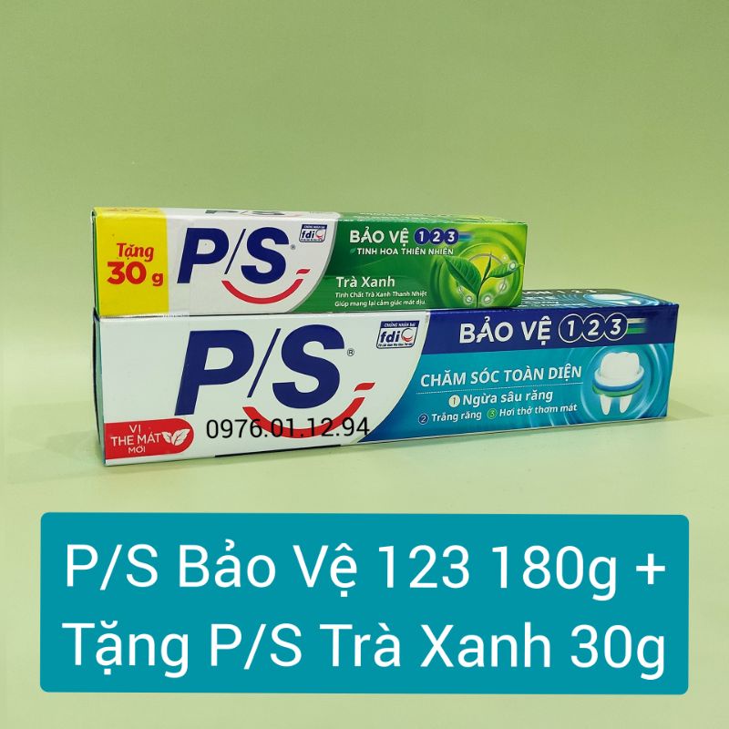 Kem đánh răng P/S bảo vệ 123 180g + Tặng P/S trà xanh 30g.