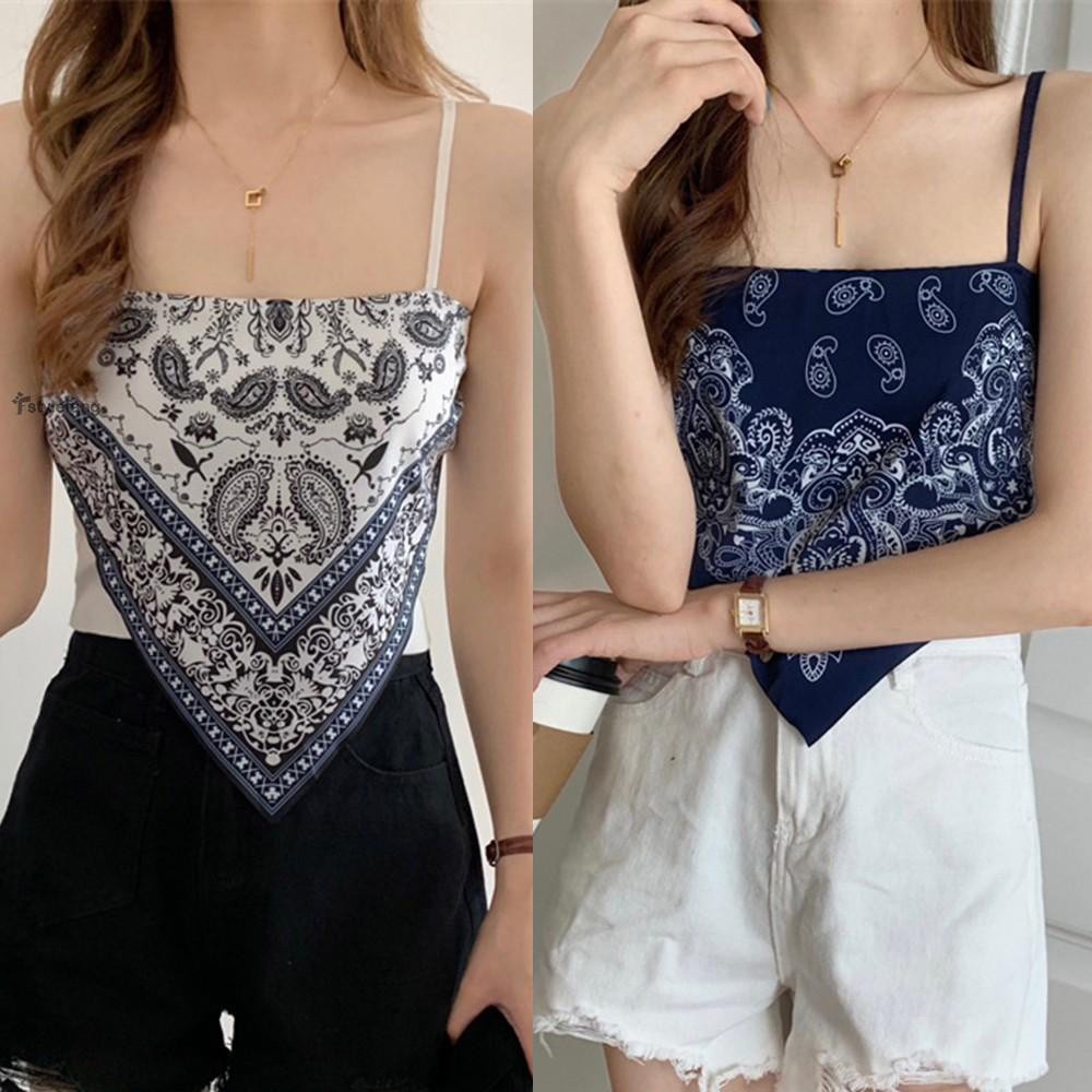 Áo Crop Top Hai Dây Bằng Vải Satin Thời Trang Dành Cho Nữ