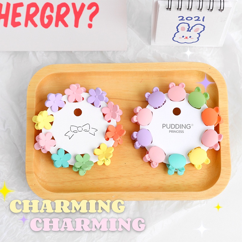 Set 10 Kẹp Tóc Mini Hình Bông Hoa Xinh Xắn Dành Cho Bé Gái