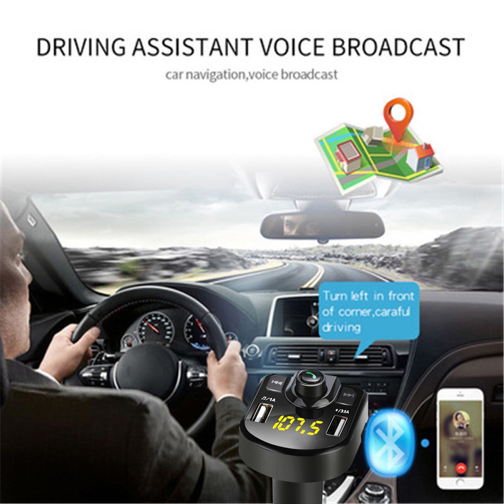 Củ Sạc Trên Ô Tô Bluetooth Tích Hợp Đài Fm Bộ Truyền Sóng Radio Không Dây Sạc Usb