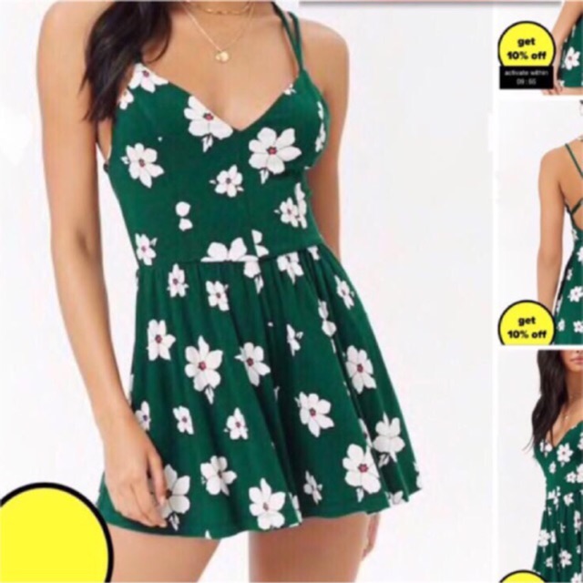 Jumpsuit hoa xanh F21 size S