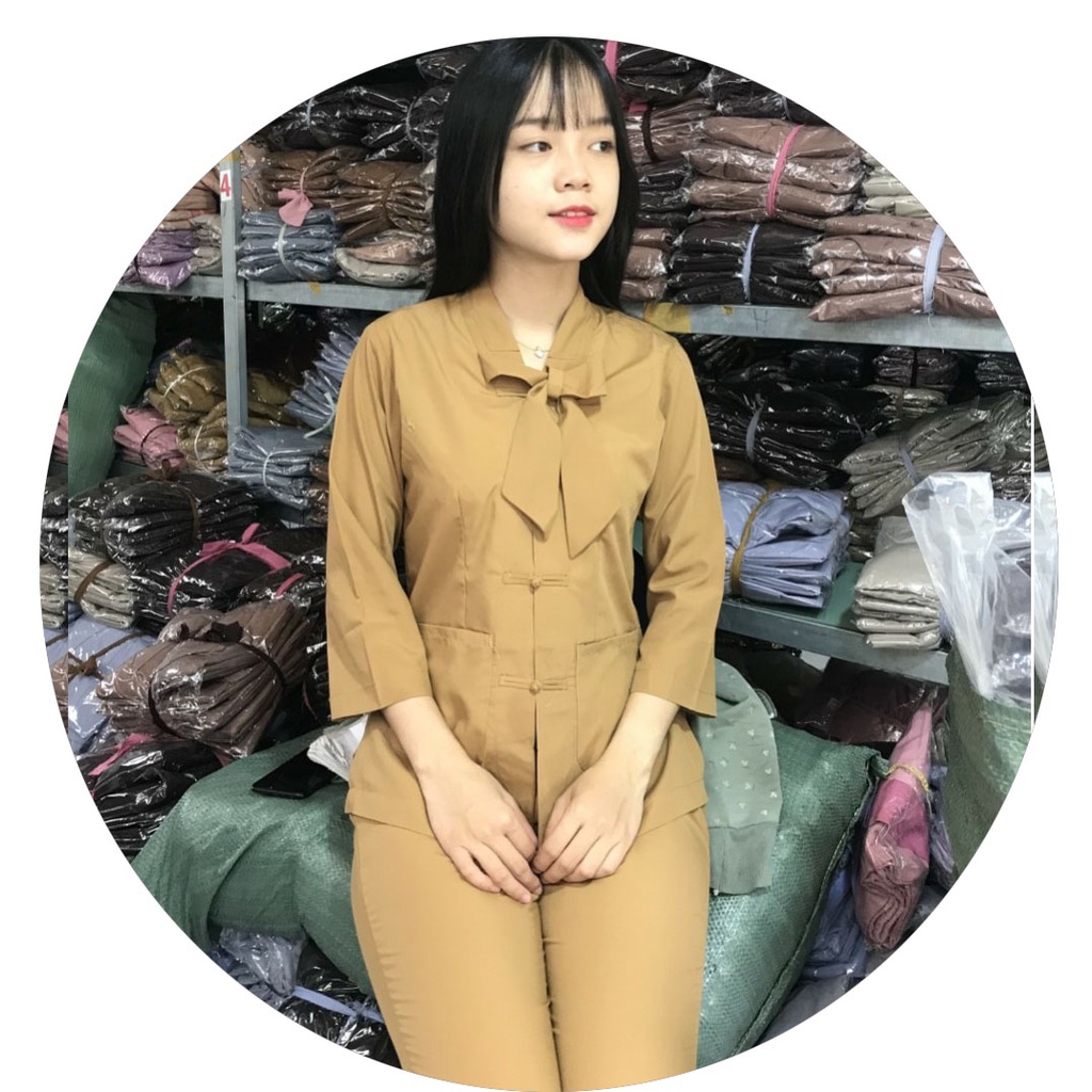 Quần Áo nữ Phật Tử, đồ lam Đi Chùa mẫu LA HÁN NƠ mã A39A