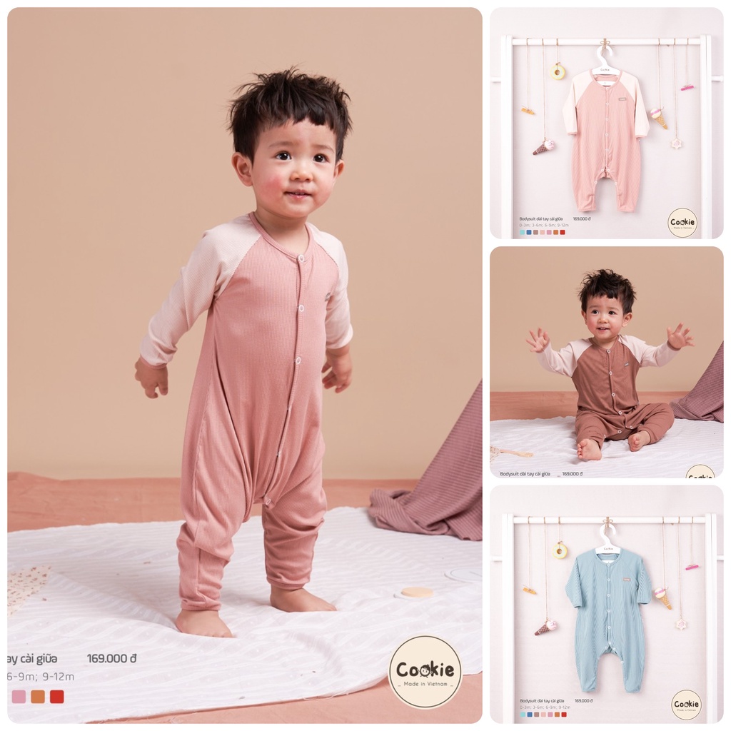 [Cookie 2022] bộ bodysuit dài tay cài giữa