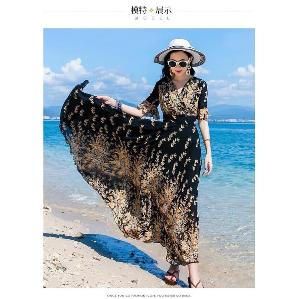 Đầm Maxi Hoa Nhí Dáng Dài Thướt Tha Cao Cấp - Váy Đi Biển Voan Lụa 2 Lớp Đẹp Quảng Châu Loại 1 | BigBuy360 - bigbuy360.vn