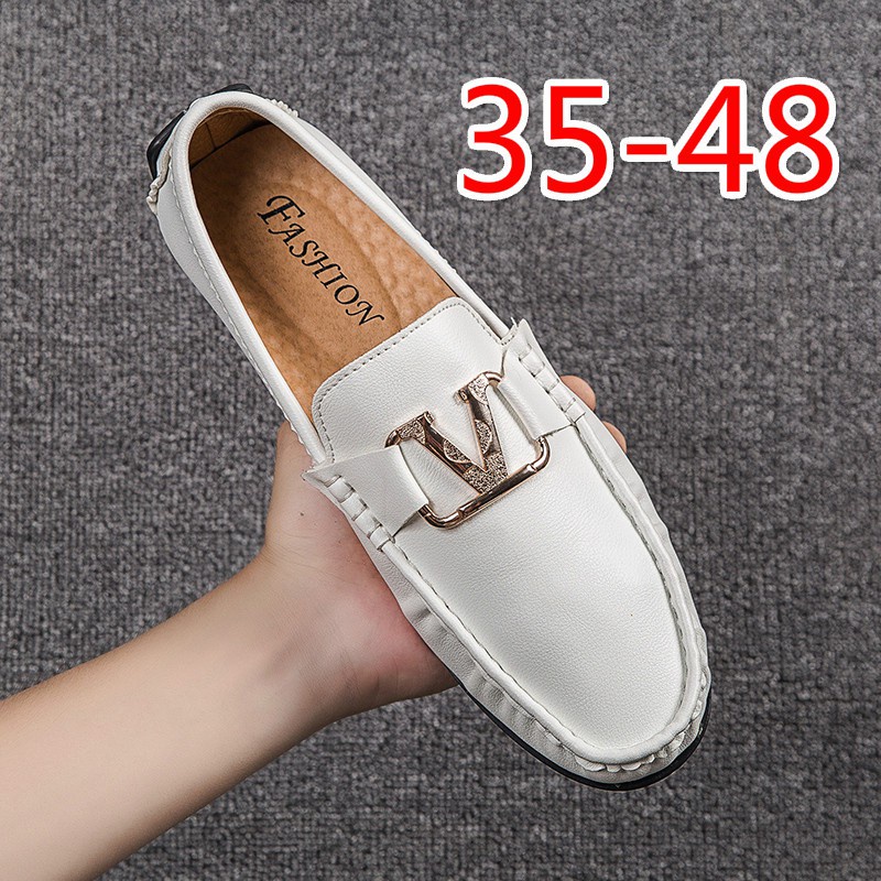 Giày Lười Chất Liệu Bằng Da Màu Trắng size Lớn 45 46 47 48 Thời Trang Cho Nam
