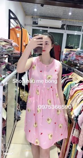 Váy Bầu Lanh Lụa Thái có cúc ngực