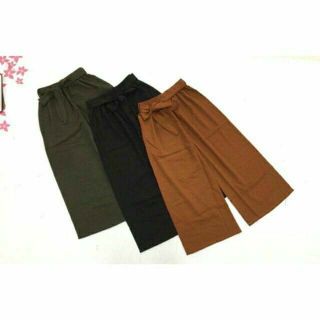 Quần Culottes cạp chun thắt lơ vải đũi