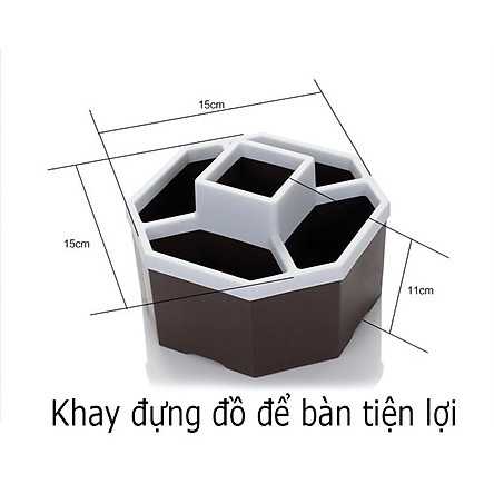 Khay Tiện Ích Lục Giác 5 Ngăn Để Bàn Nhựa Việt Nhật Khay Đựng Đồ Đa Năng VN1337 - H309
