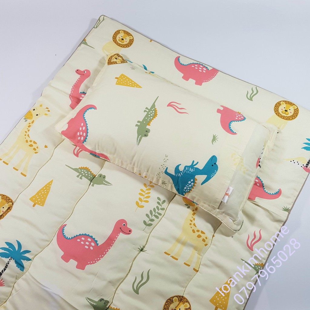COMBO 1 NỆM + 1 GỐI NẰM CHO BÉ đi mẫu giáo,đi nhà trẻ CHÍNH HÃNG KIMHOME CHẤT KARA,COTTON 0 đến 8 tuổi