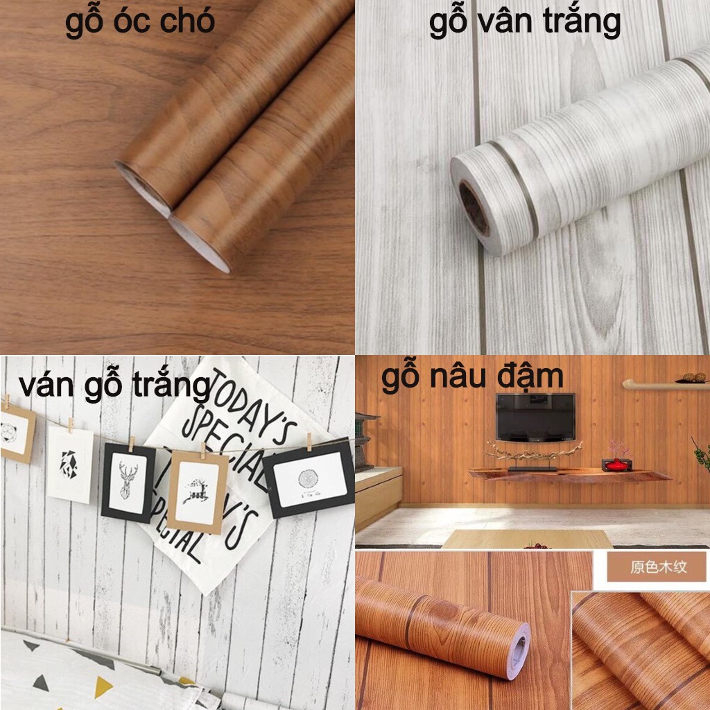 1m x 45cm rộng Giấy dán tường ( có sẵn keo ) - decal dán tường  ( giả gỗ )