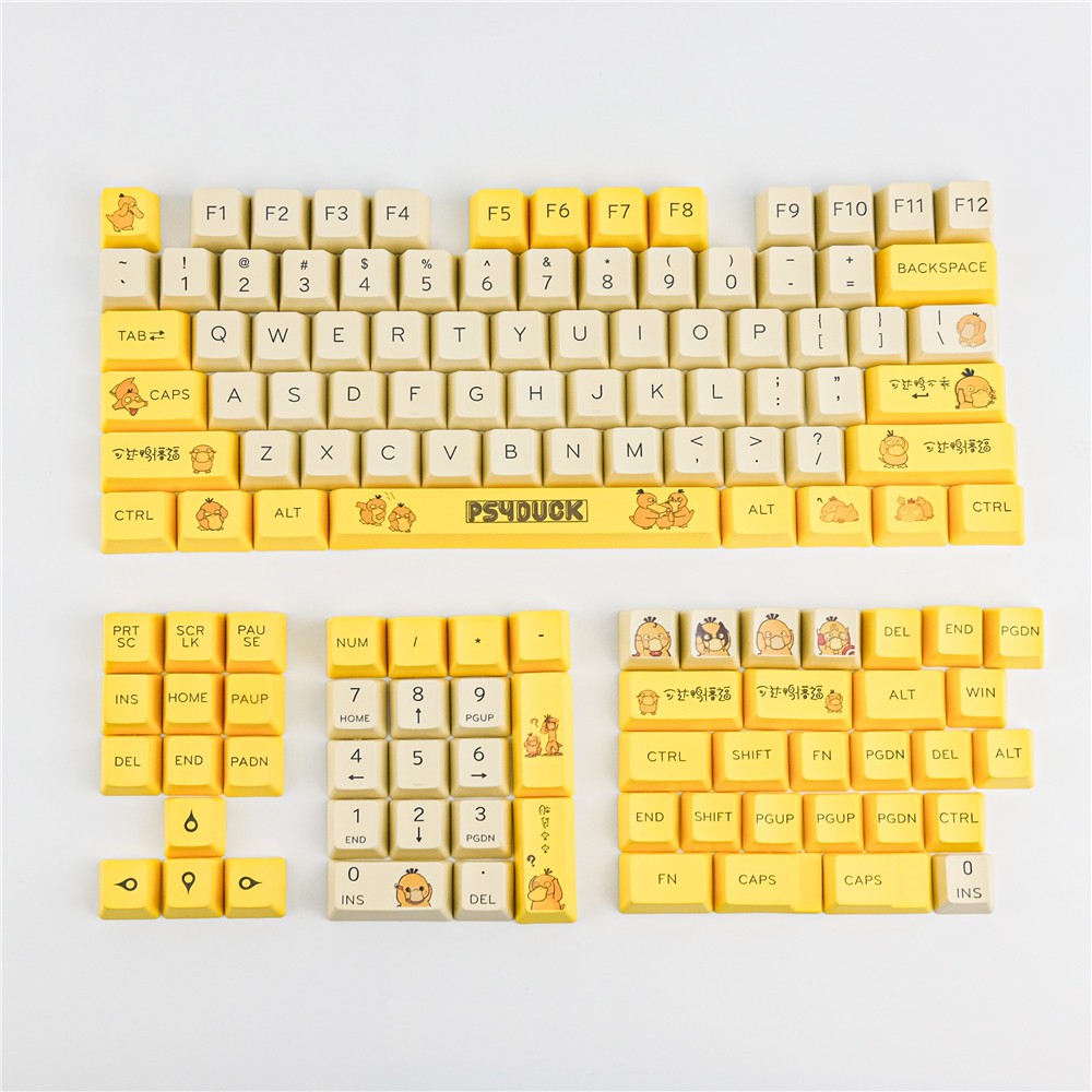 Set keycap PsyDuck font chữ to đẹp chất liệu thick PBT in Dyesub 131 keys cân nhiều layout 60/64/84/96/108,...