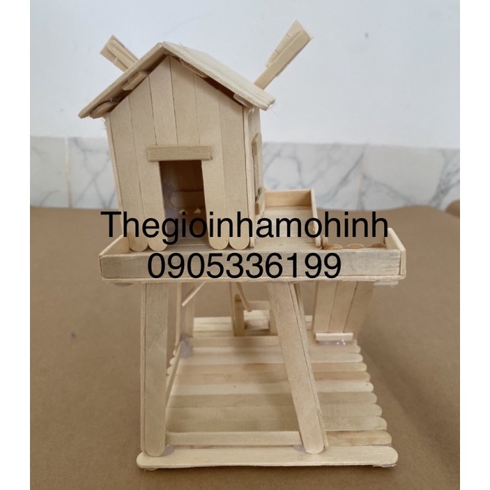Nhà mô hình, mô hình cối xay gió, nhà que kem, que kem handmade