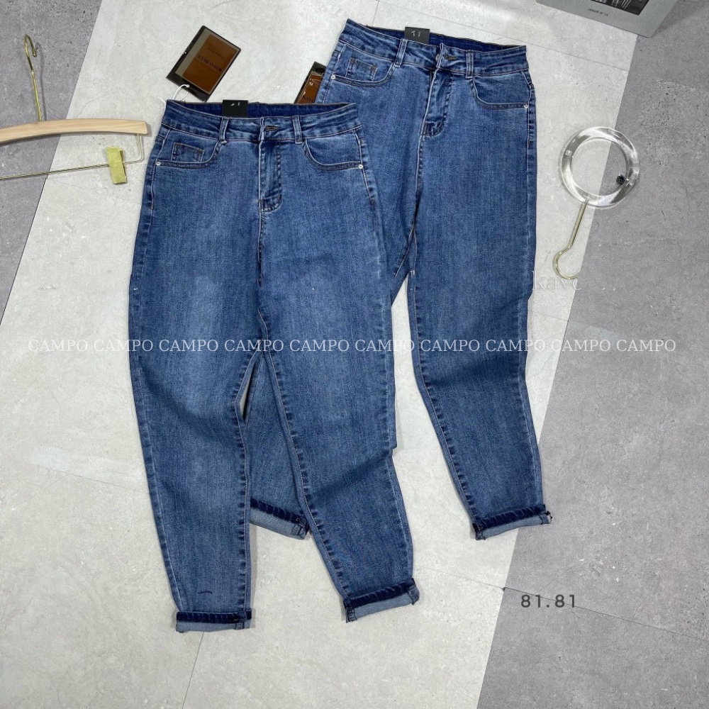 Quần jeans baggy xanh nhạt CAMPO quần nữ phong cách Hàn Quốc co giãn cực thích