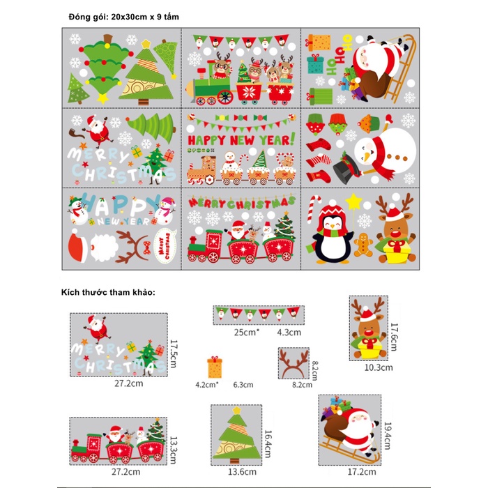 Decal dán tường Noel Hít Tĩnh Điện không Dơ Kính - Đoàn tàu happy