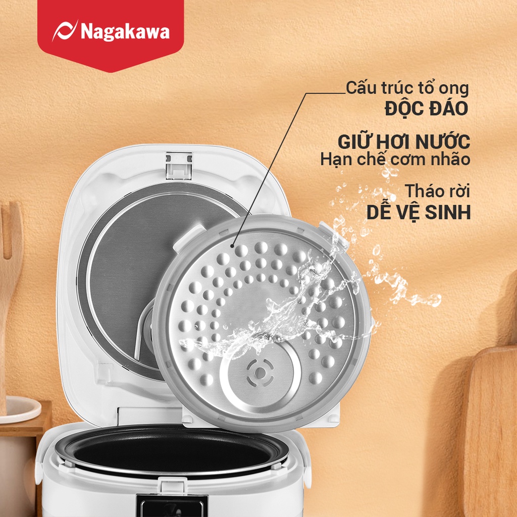 Nồi cơm điện cao tần Nagakawa NAG0140 (1.2L) - 12 chế độ nấu - Giảm tinh bột - Bảo hành 12 tháng