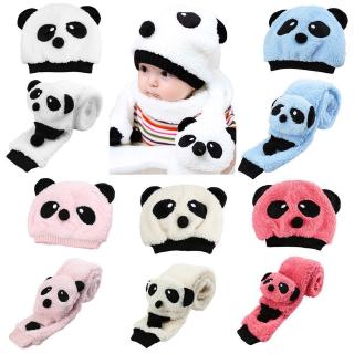 Set mũ trùm đầu + khăn choàng cổ hình gấu trúc cho bé