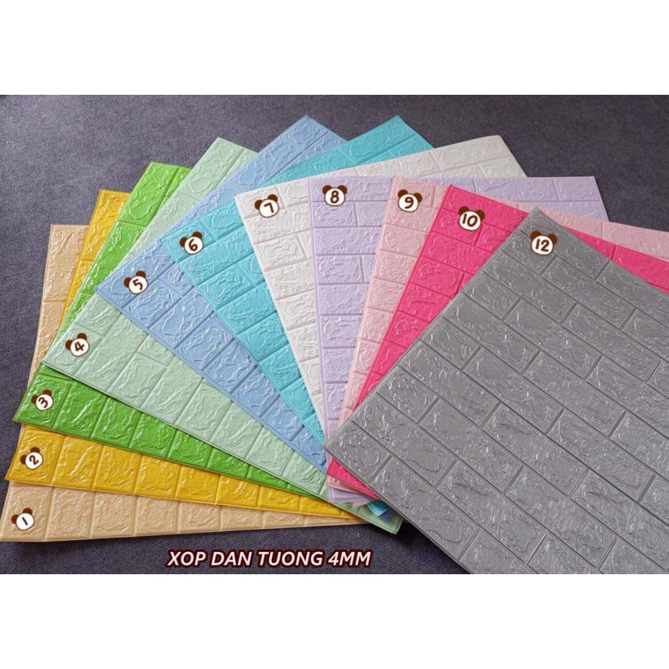 Xốp dán tường giả gạch 3d khổ lớn 70x77cm , chống ồn , cách âm tốt loại 1 siêu dính