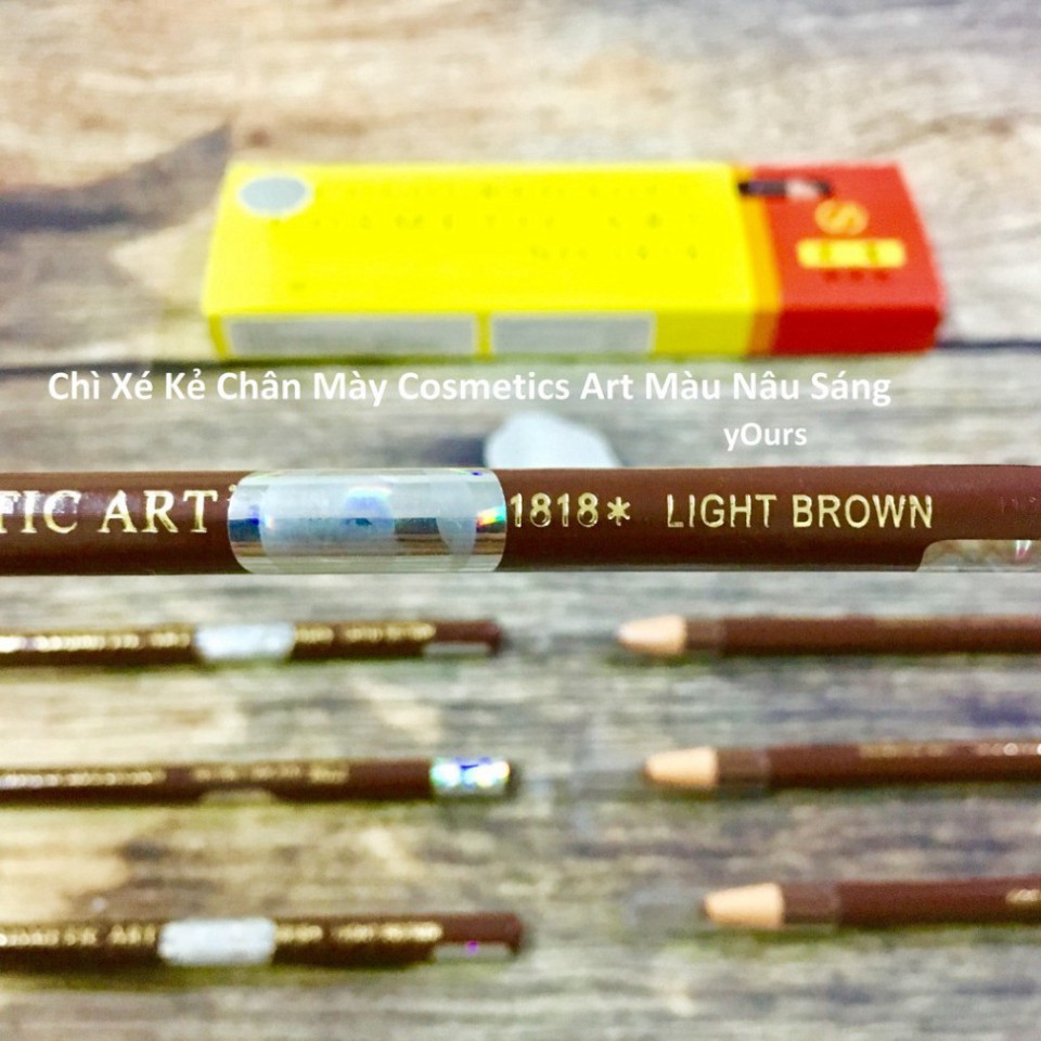 [1 Cây Nâu Sáng] Chì Xé Kẻ Chân Mày Cosmetic Art Eyebrow Pencil Màu Nâu Sáng 2 Tem 1818 No.2 - Chì Kẻ Mày Màu Nâu Sáng H