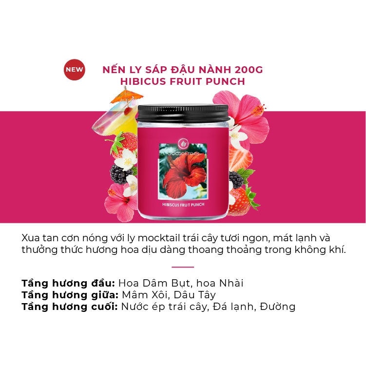 Nến Ly Sáp Đậu Nành Goose Creek 7oz - 200g - Hibiscus Fruit Punch