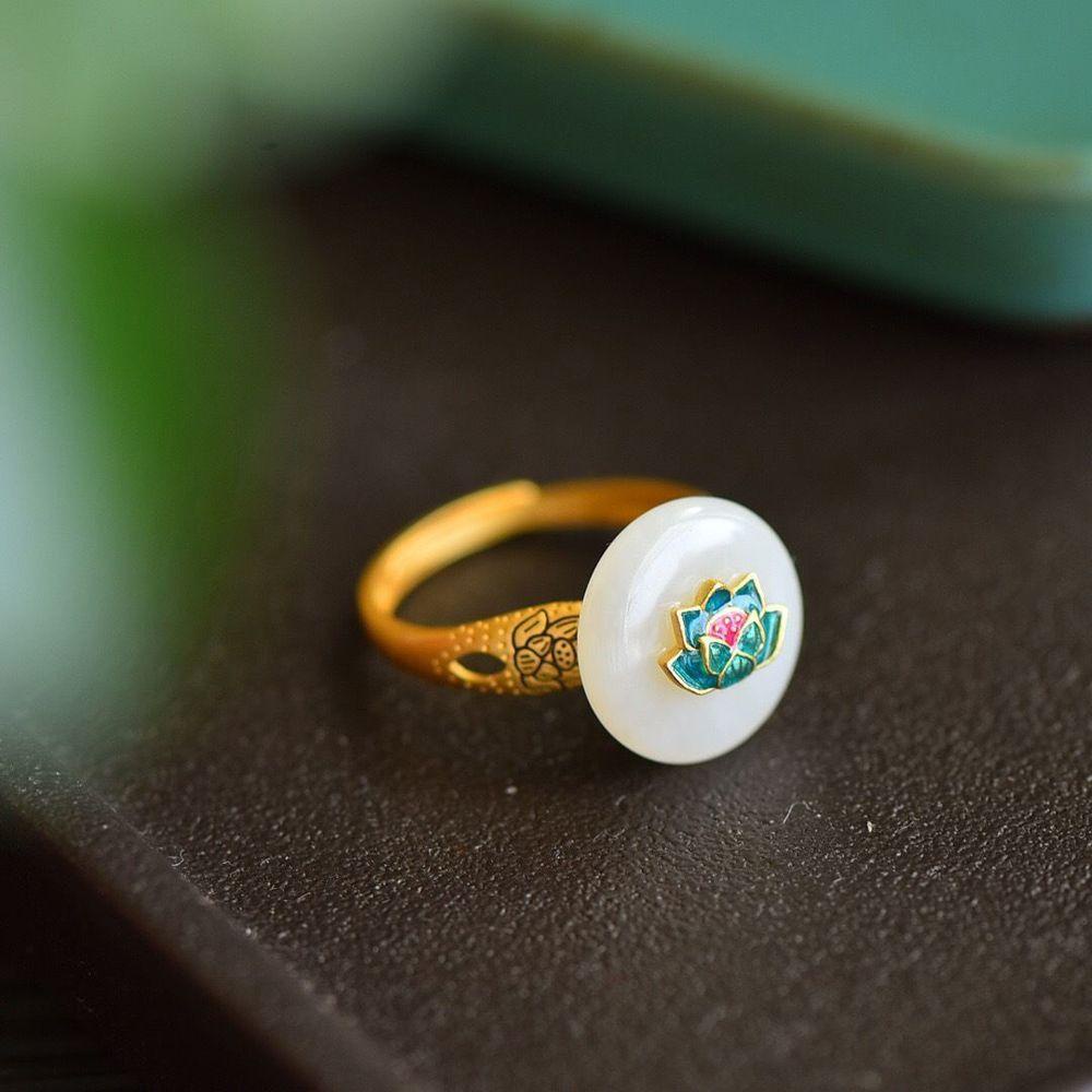 Nhẫn Hở Hình Hoa Sen Phong Cách Trung Hoa Cổ Điển Thời Trang DARON1 Cho Nữ