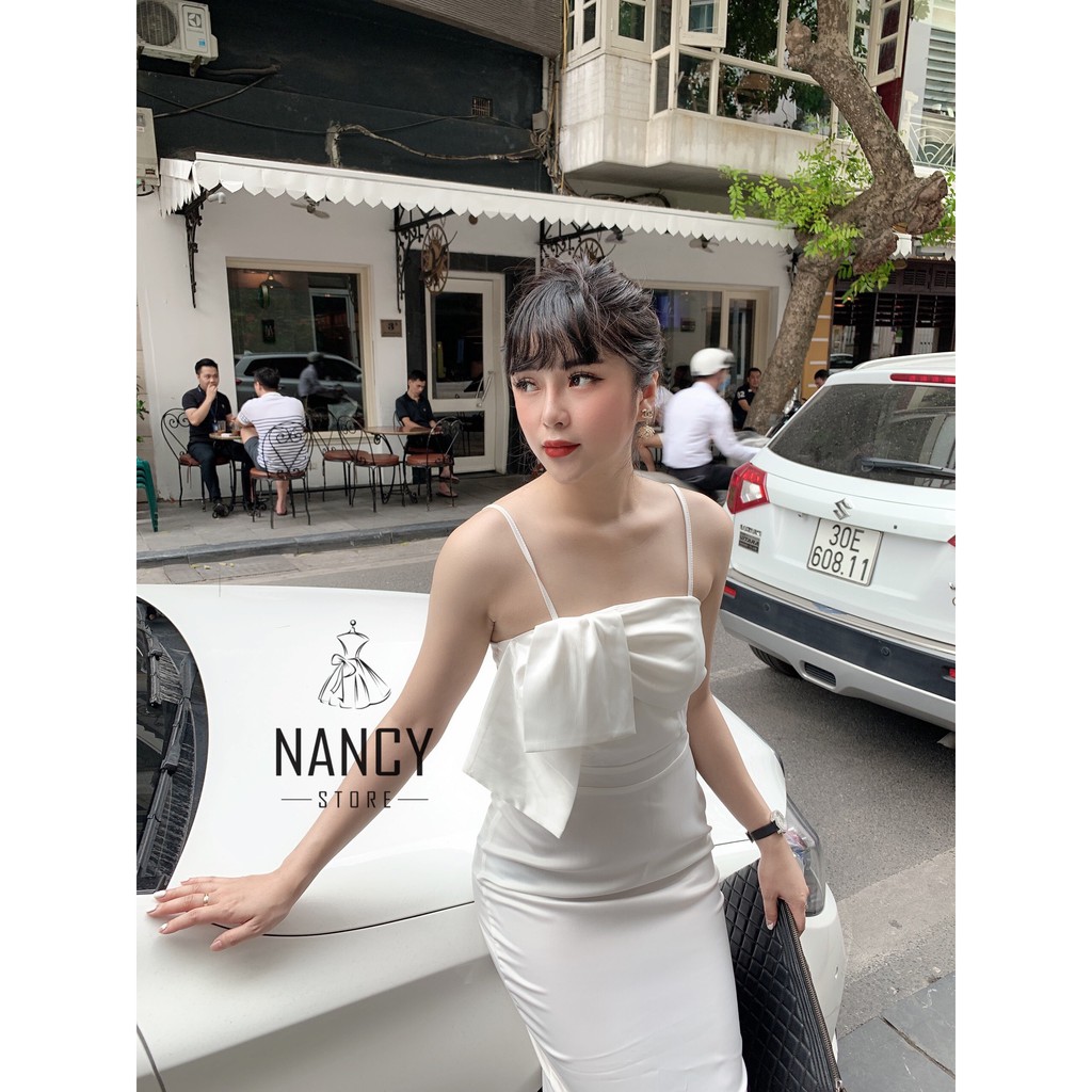 Váy đầm nữ body cao cấp sang trọng hai dây xếp nơ ngực tôn dáng dự tiệc sang chảnh Nancy A11 | BigBuy360 - bigbuy360.vn