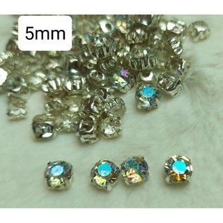 Hạt đá kết màu trắng ánh màu , size 5mm