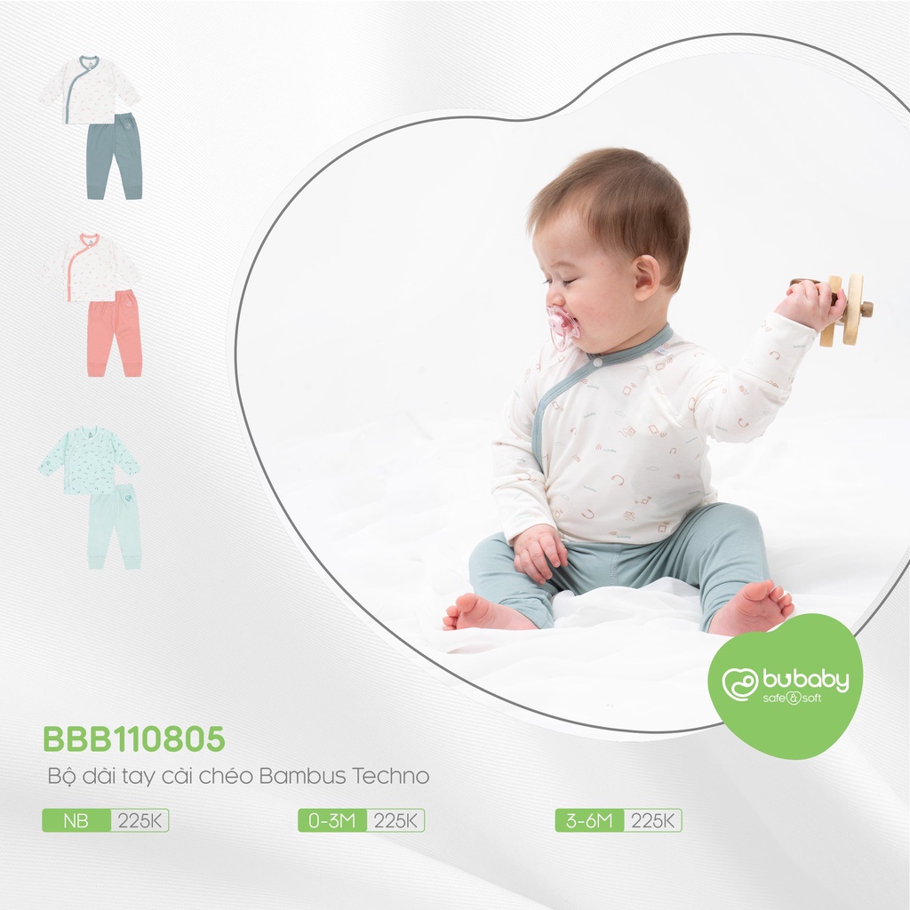 [CHÍNH HÃNG] Bộ quần áo dài tay cài chéo Bambus Techno trẻ em Bu