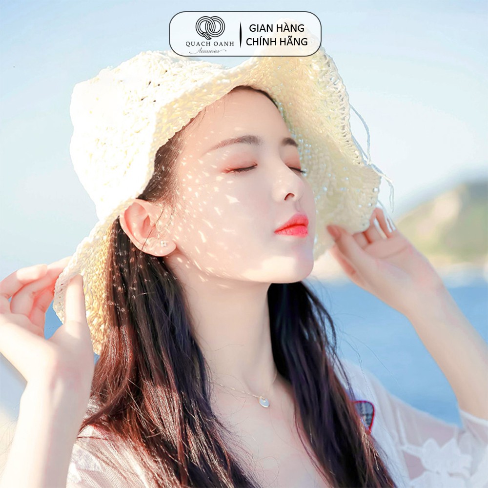 Mũ nón cói QO ACCESSORIES vành rộng dây nơ kiểu đan độc đáo đi biển mùa hè MU41