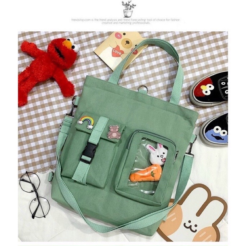 Túi tote Mẫu mới bóng kính đeo chéo vải canvas đẹp giá rẻ phong cách thời trang HÀN QUỐC  loại cao cấp mềm đi học