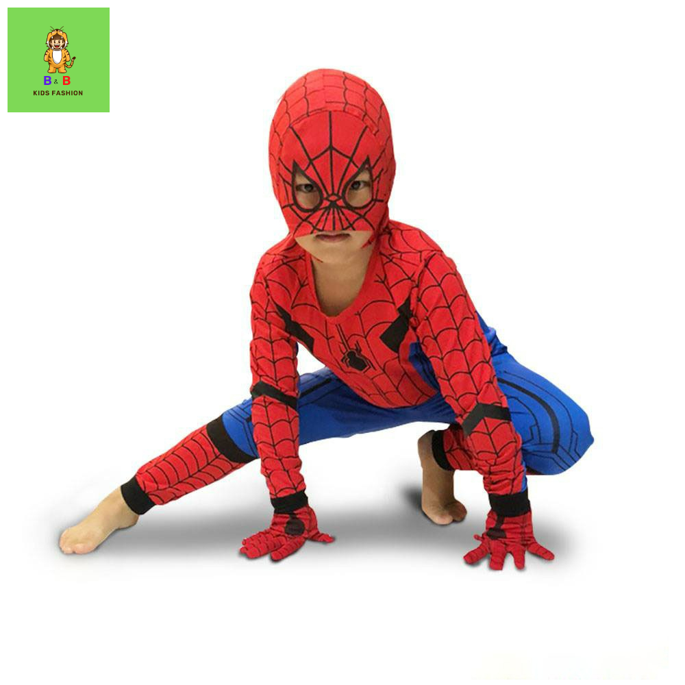 Quần áo siêu nhân nhện không kèm mặt nạ cho bé, quần áo tay dài ngủ cho bé