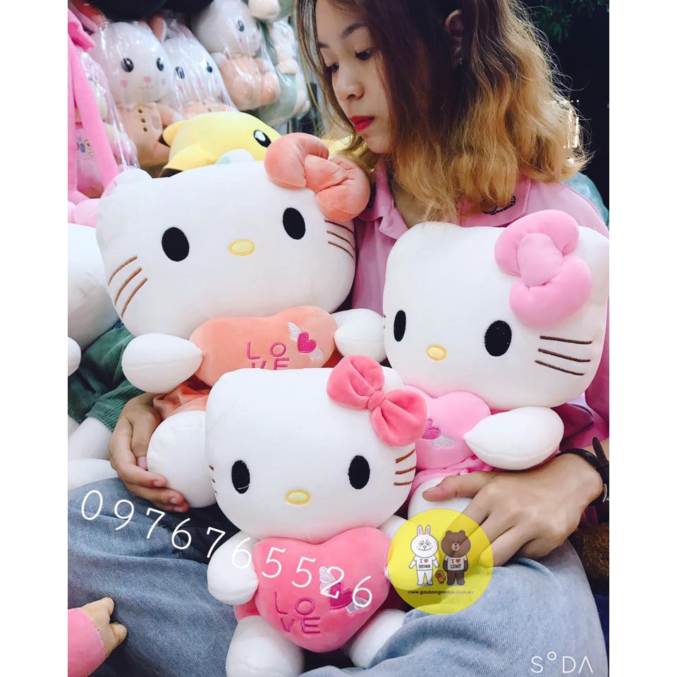 Thú nhồi bông mèo Hello Kitty váy hồng kích thước 30-40-55cm MINO